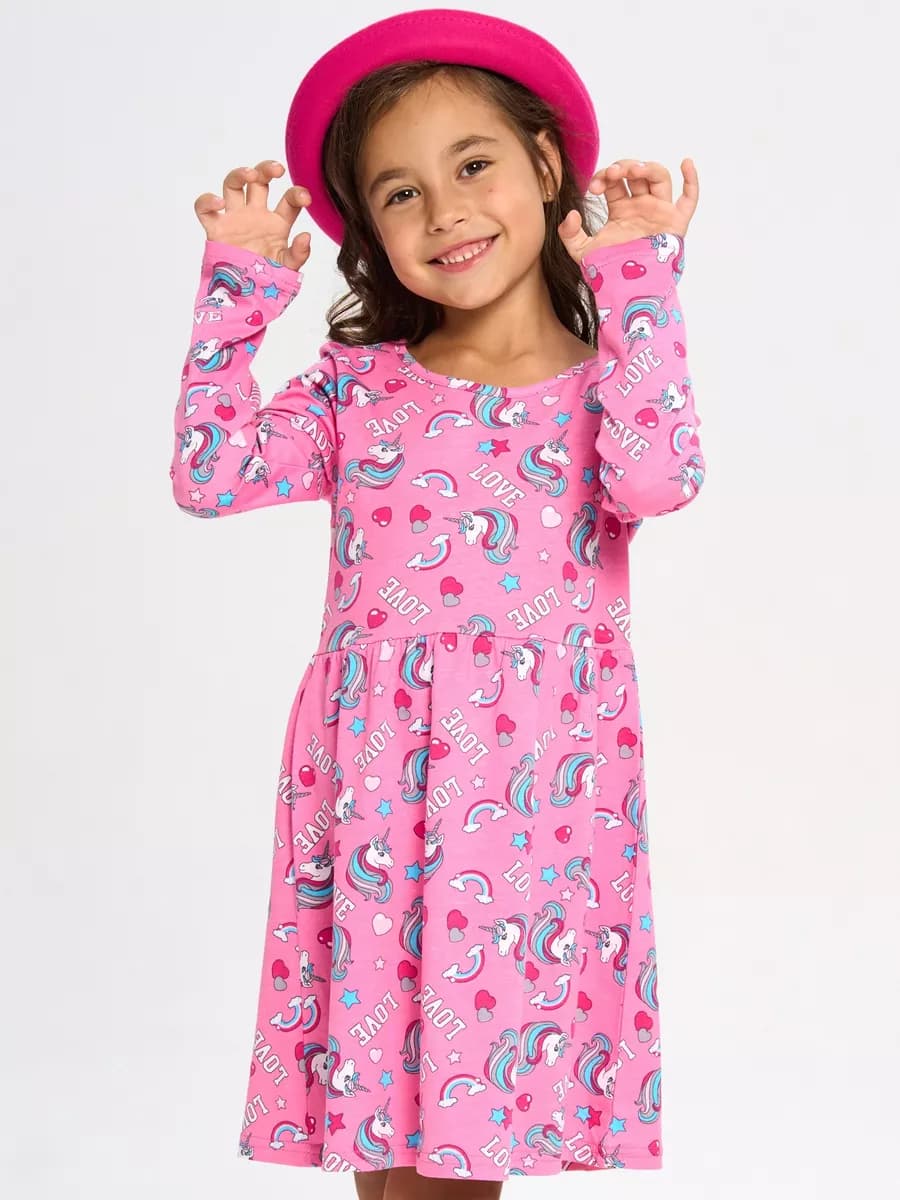 Платье для девочки с длинным рукавом в сад или прогулку - фото 1