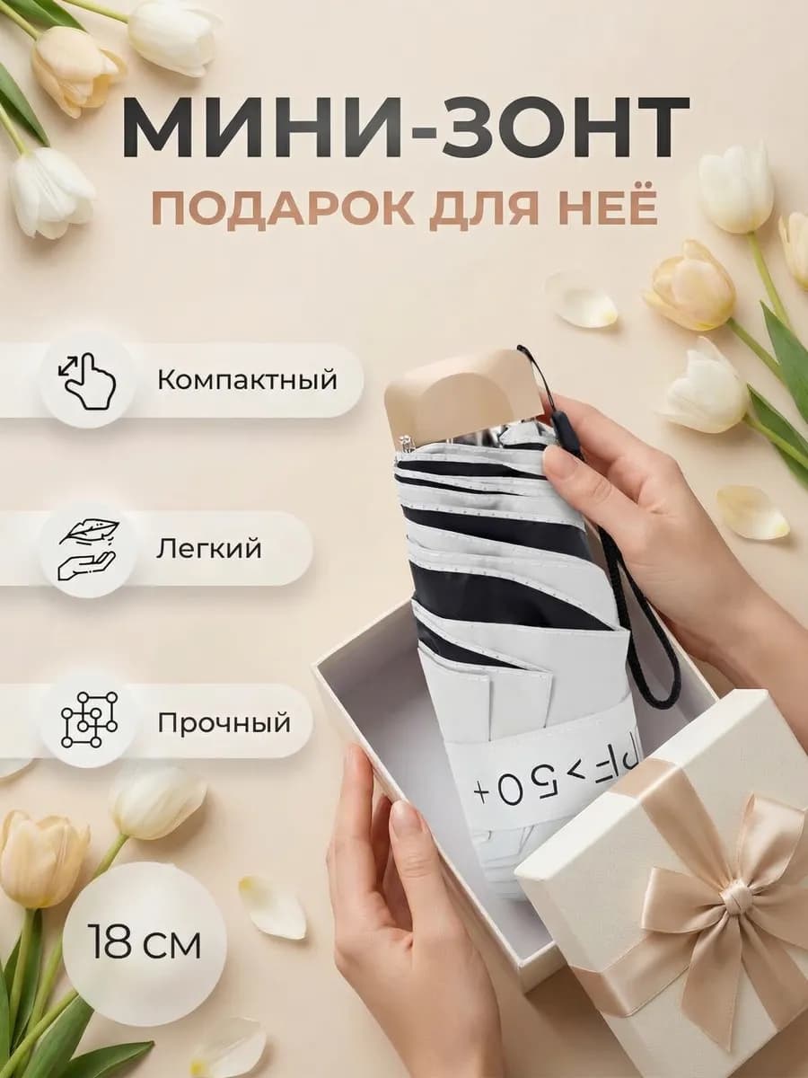 Зонт складной мини компактный антиветер легкий