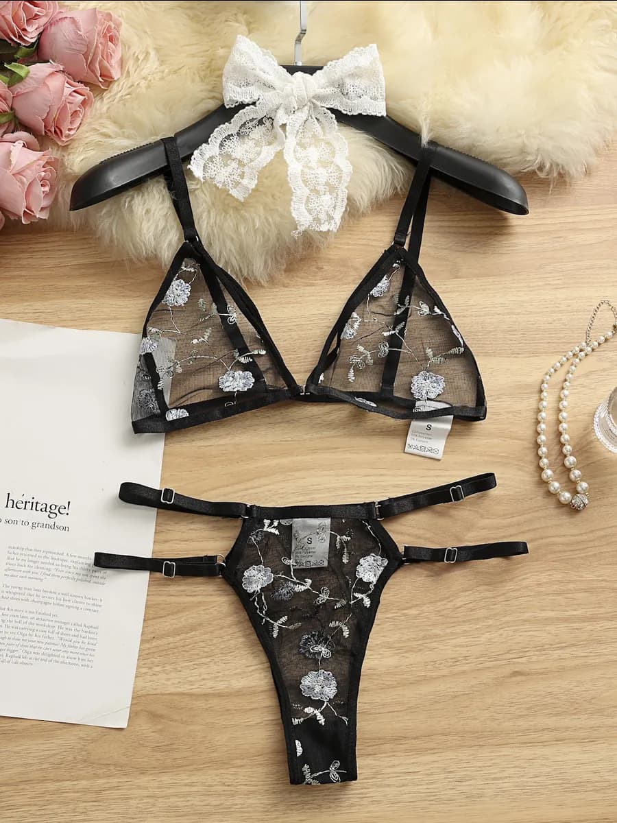 Нижнее белье комплект сетчатое с рисунком