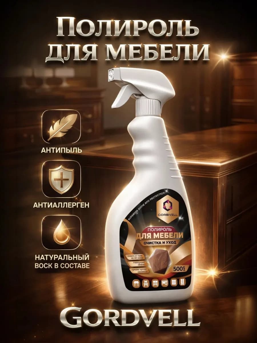 Полироль для мебели антипыль и антиаллерген с воском