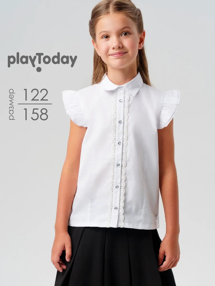 Блузка школьная рубашка нарядная без рукавов