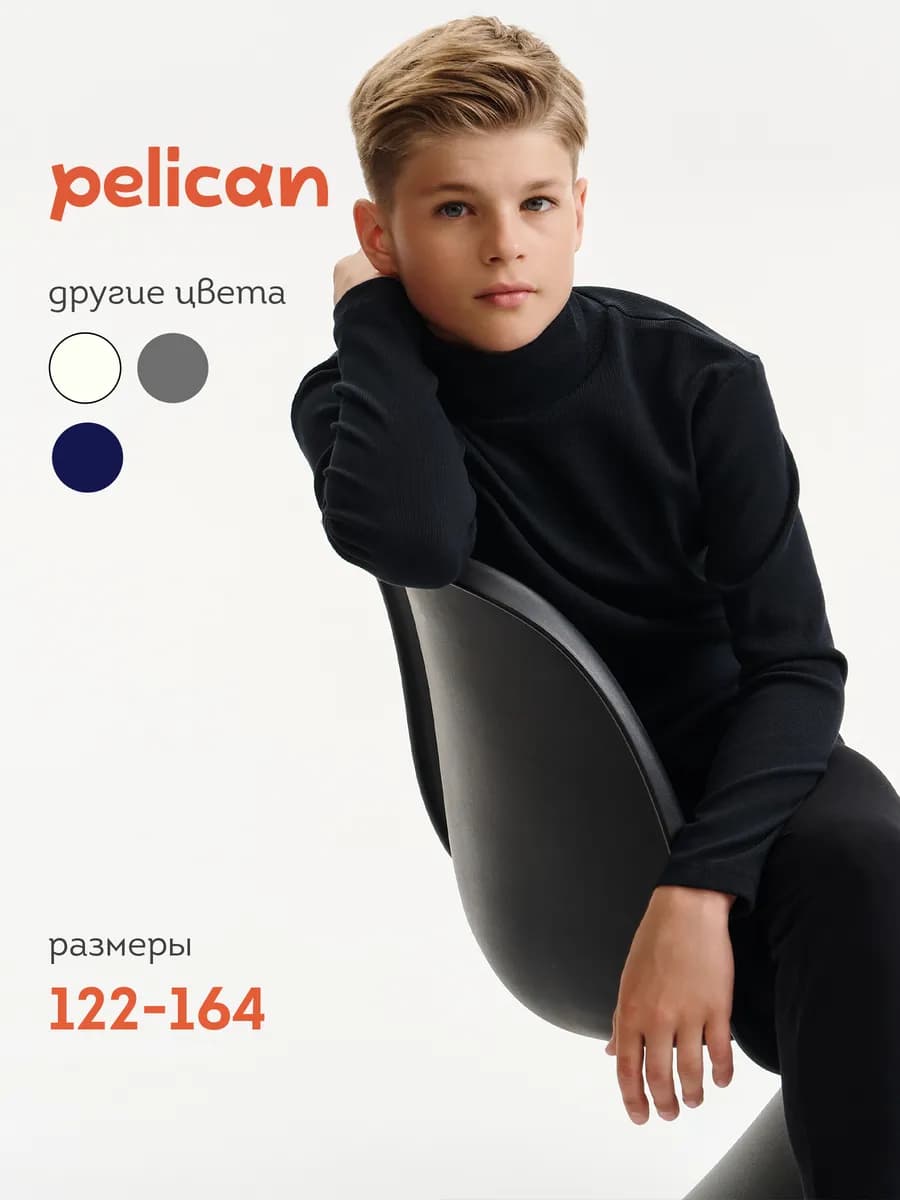 Водолазка для мальчика черная в рубчик