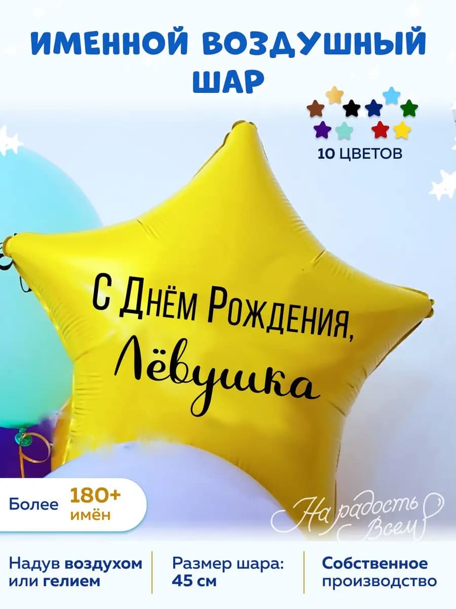 Воздушный шар именной Лёвушка Лев