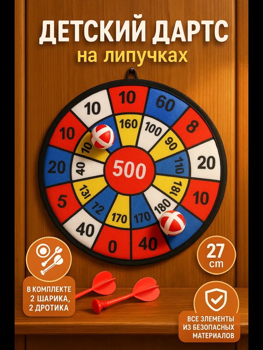Дартс с дротиками на липучках детский