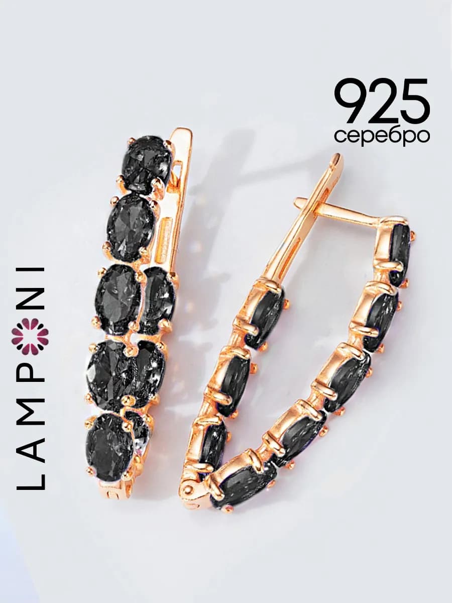 Серьги позолоченные дорожка серебро 925 пробы конго шпинель