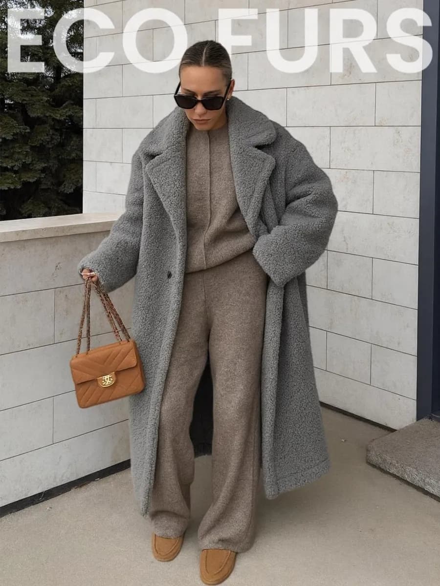 Шуба искусственная зимняя тедди длинная