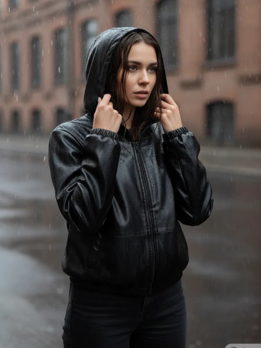 Куртка из натуральной кожи с капюшоном