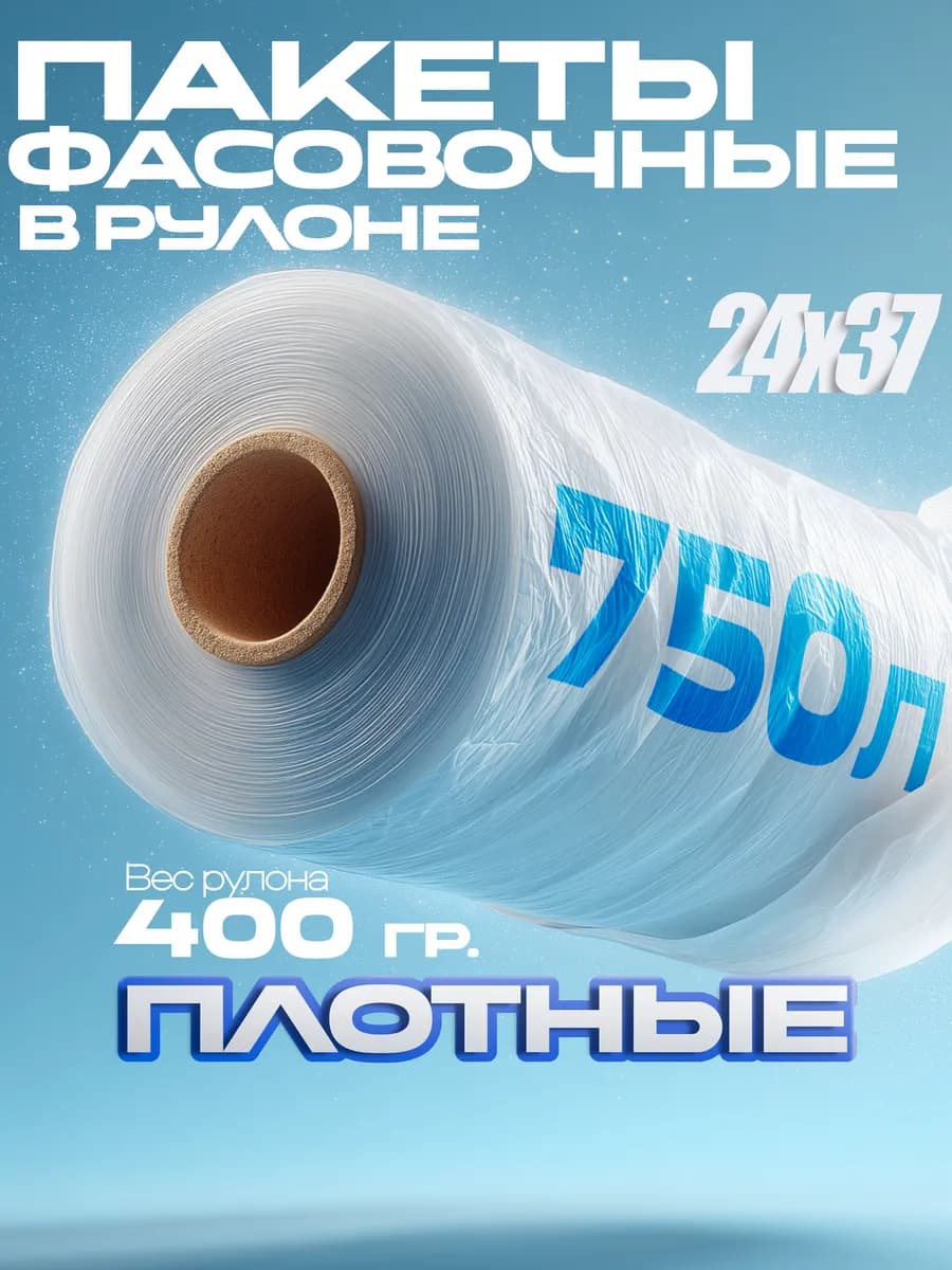 Пакеты фасовочные в рулоне плотные 24х37 750