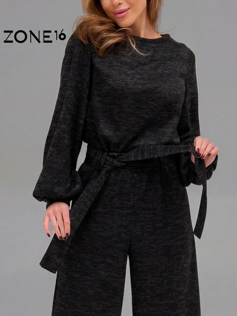 Костюм брючный трикотажный палаццо в офис