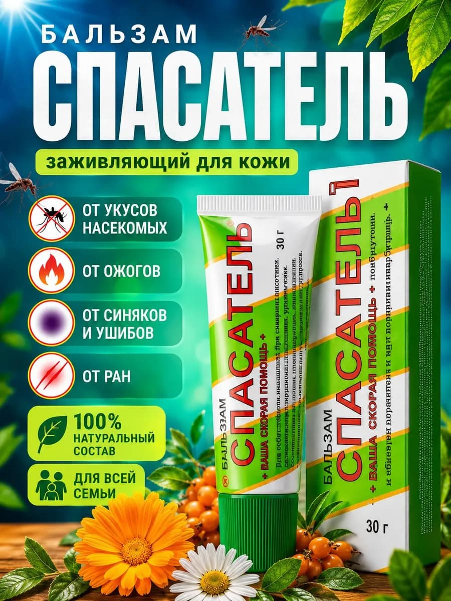 Бальзам мазь от ран, ожогов и укусов насекомых 30 г