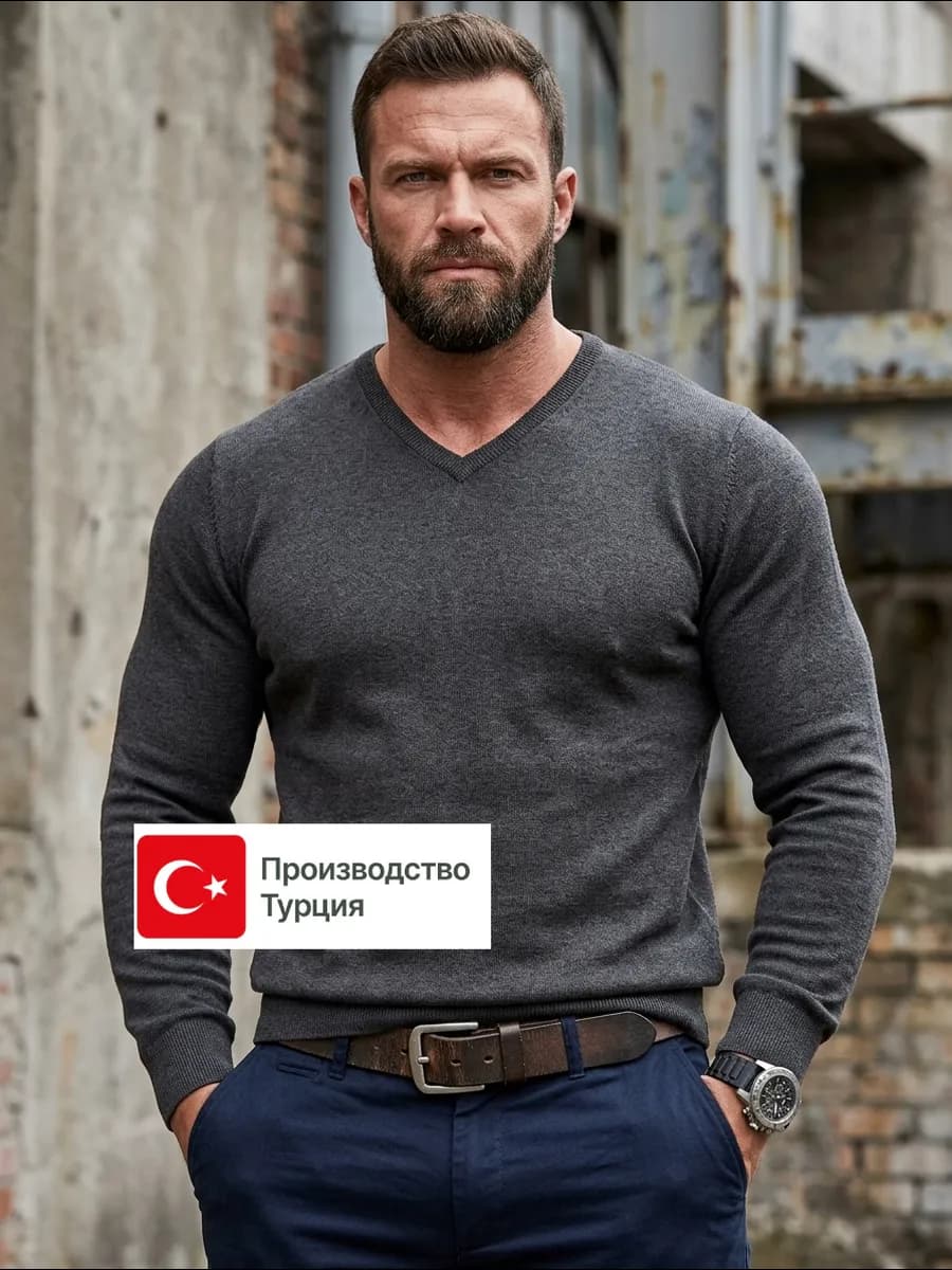 Джемпер трикотажный шерстяной с вырезом Турция