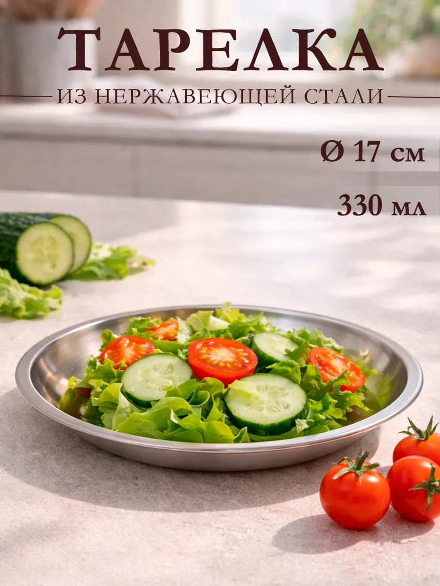 Тарелка металлическая 330 мл d=17,4 см