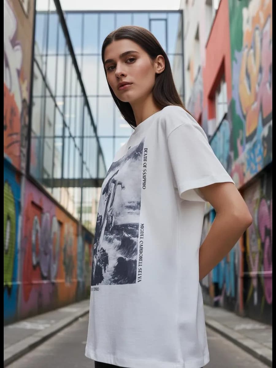 Футболка из хлопка с принтом картины