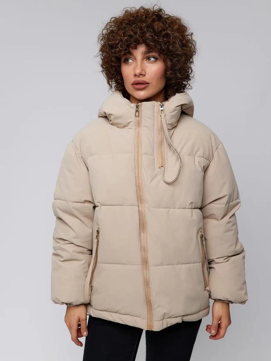 Куртка оверсайз с капюшоном демисезонная короткая