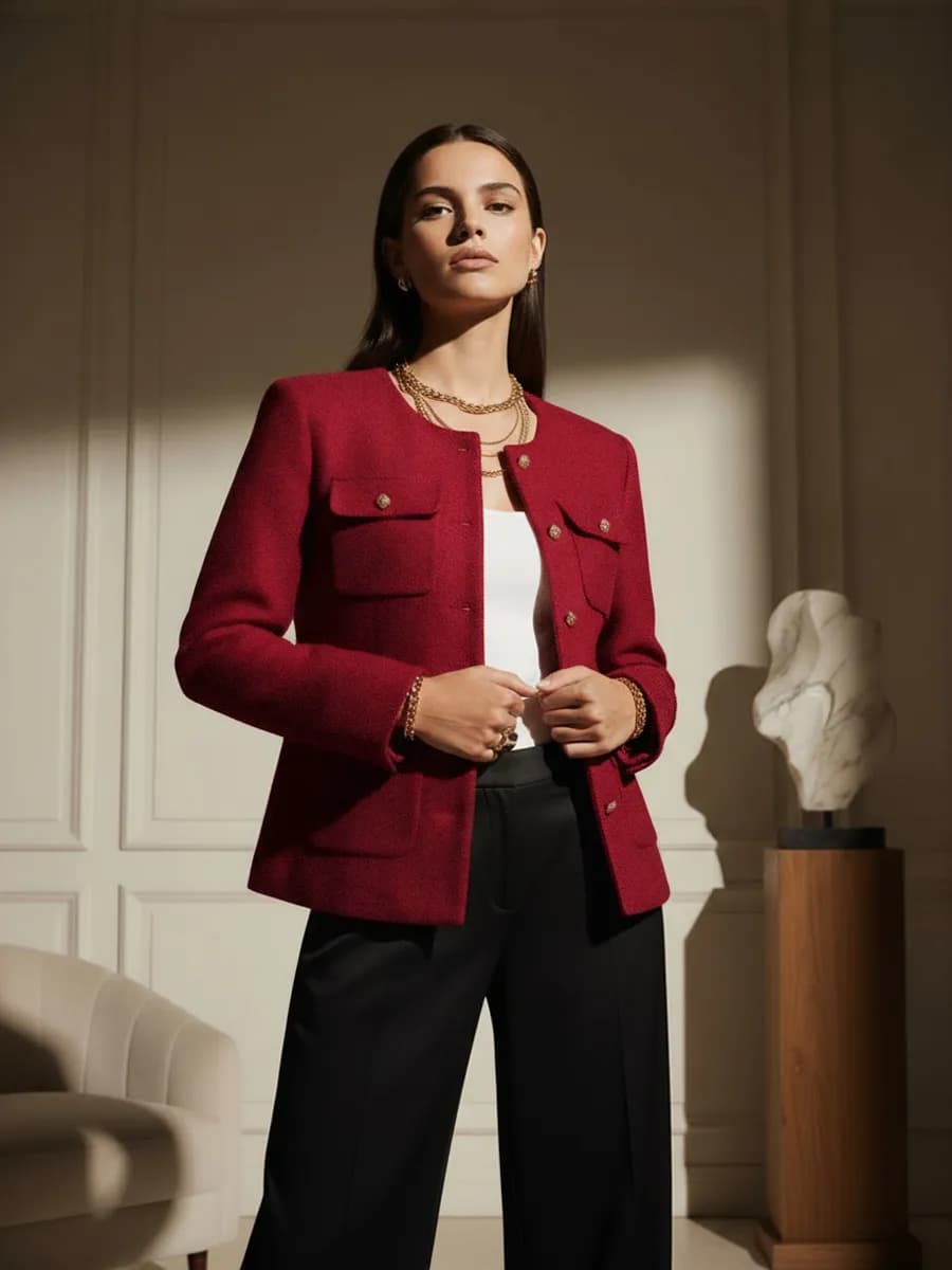 Жакет твидовый шерстяной