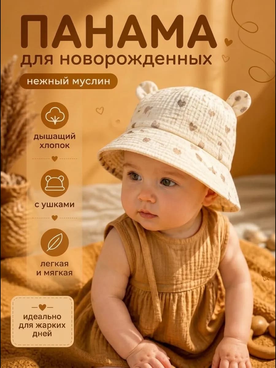 панама для новорожденных муслин