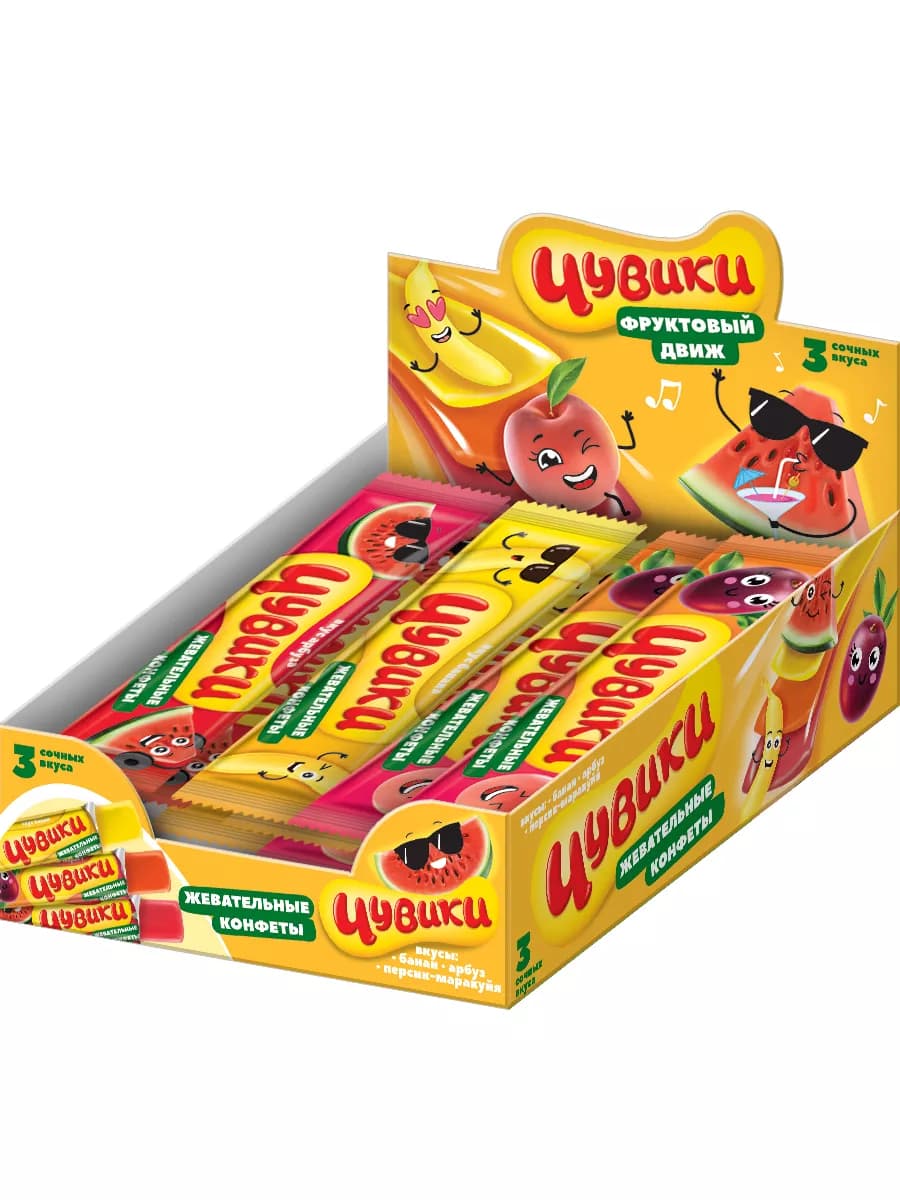Жевательные конфеты Чувики тропические вкусы, 50 шт по 10г