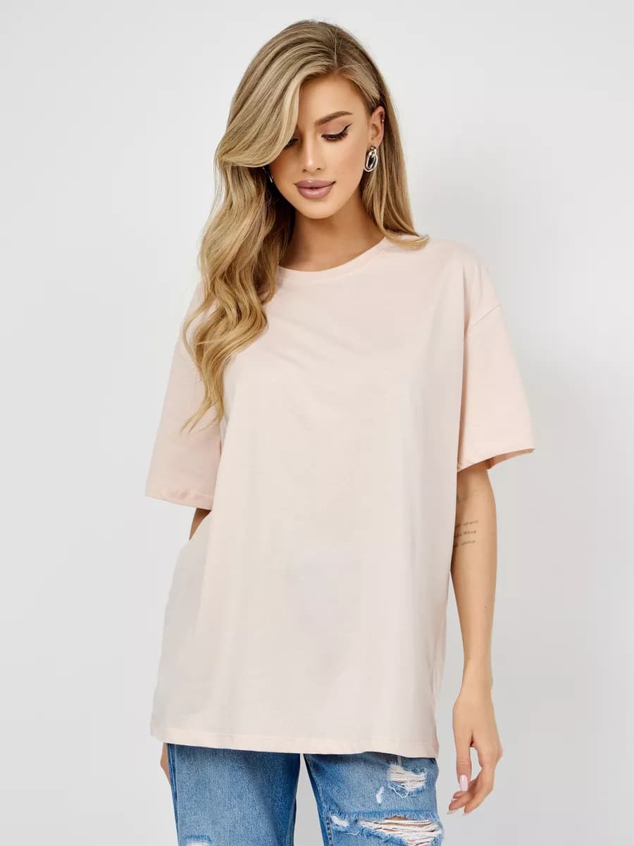 Футболка оверсайз однотонная хлопок - фото 1