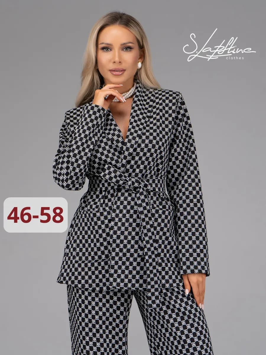 Костюм брючный деловой осенний трикотажный