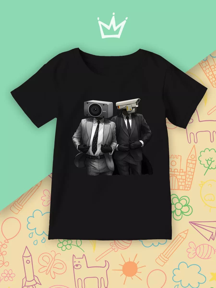 Детская Футболка Skibidi Toilet Камерамен Мемы Графика Юмор