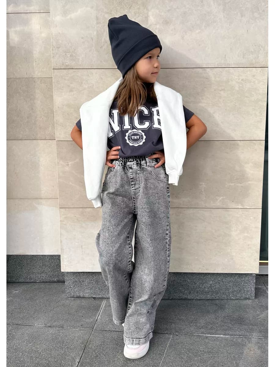 Джинсы на резинке палаццо - фото 1