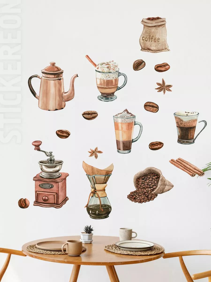 Наклейки интерьерные на кухню кофе
