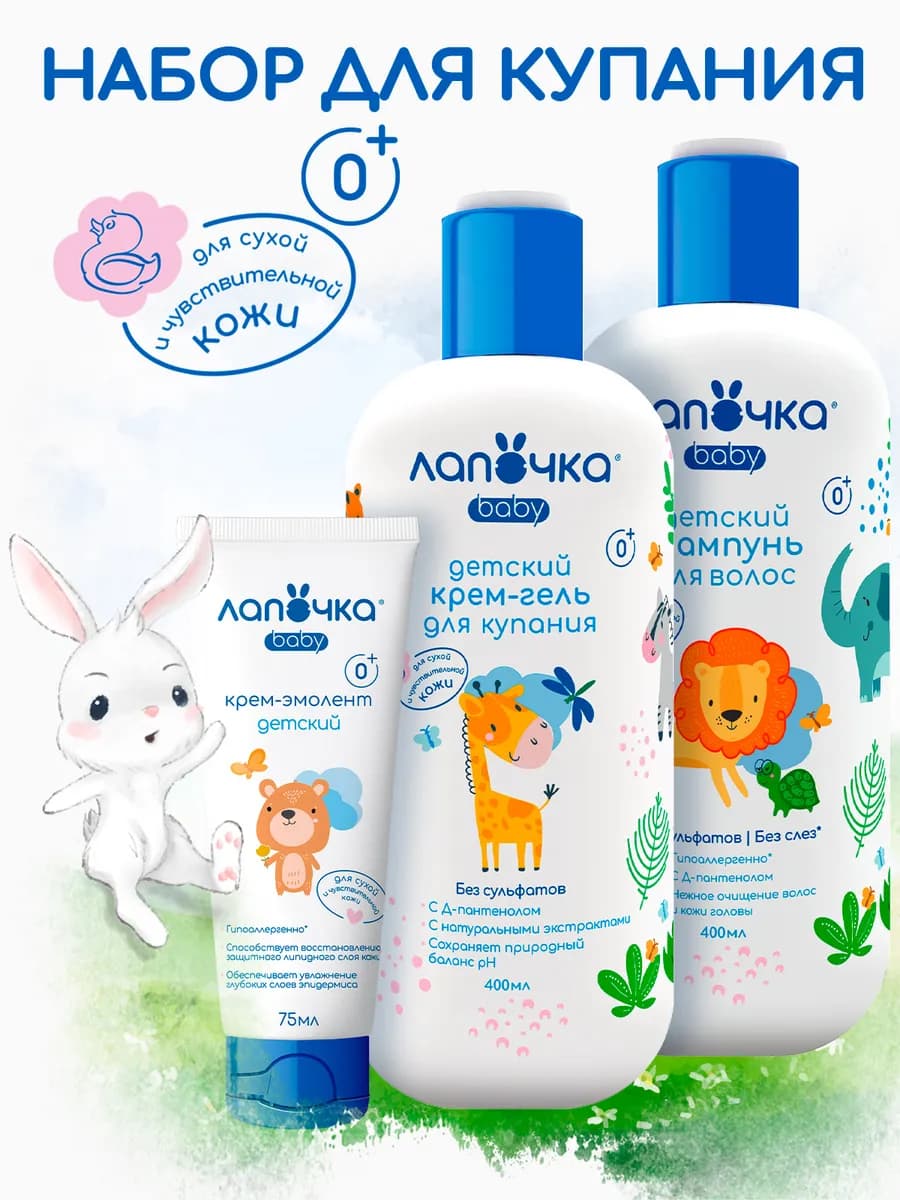 Подарочный набор Шампунь + Гель для купания + Крем-эмолент