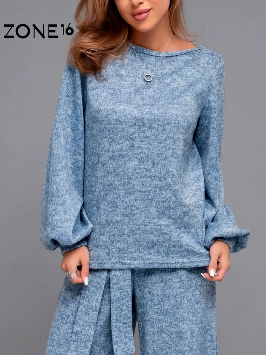 Костюм брючный трикотажный палаццо в офис