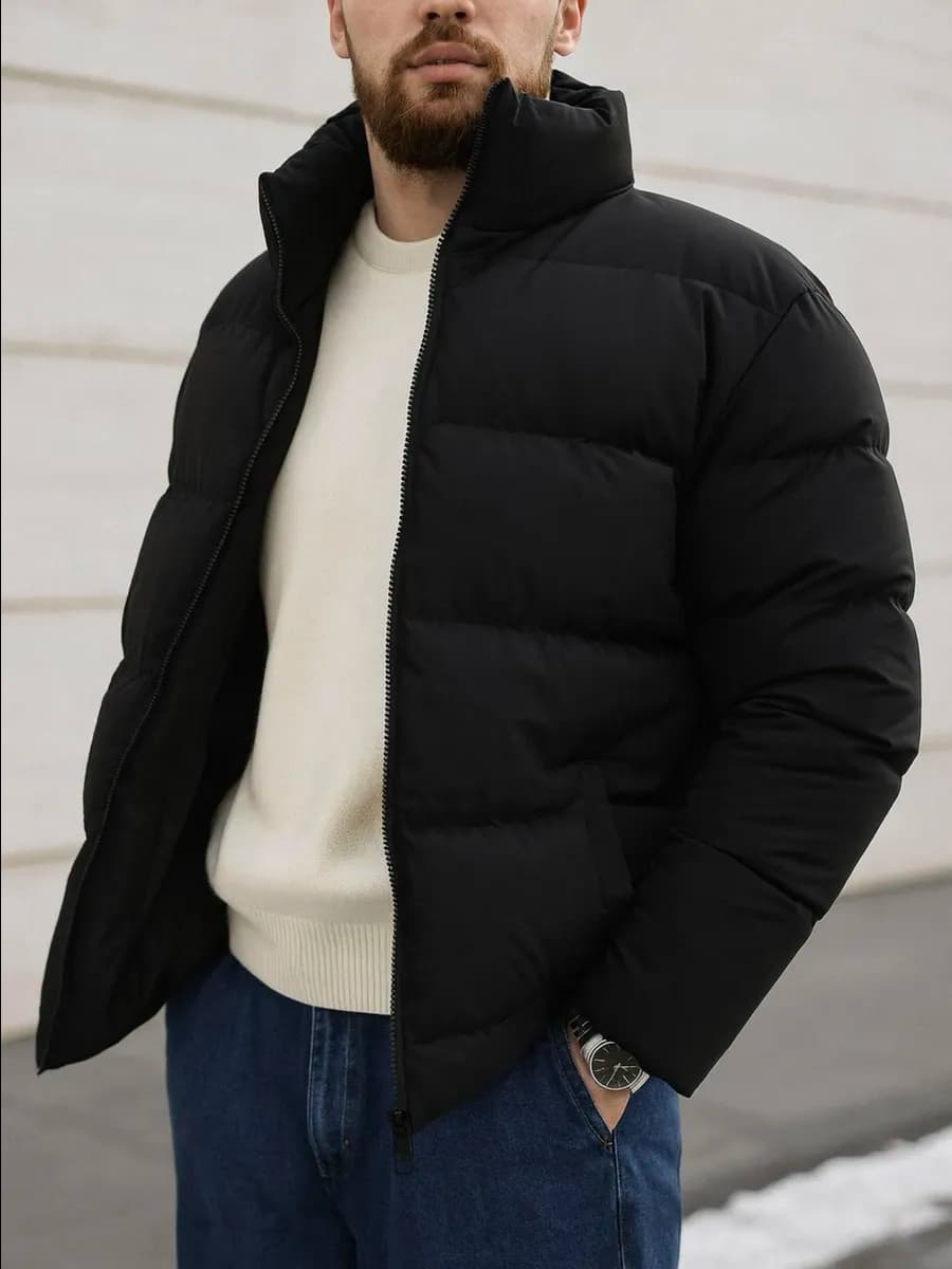 Куртка пуховик зимний короткий оверсайз