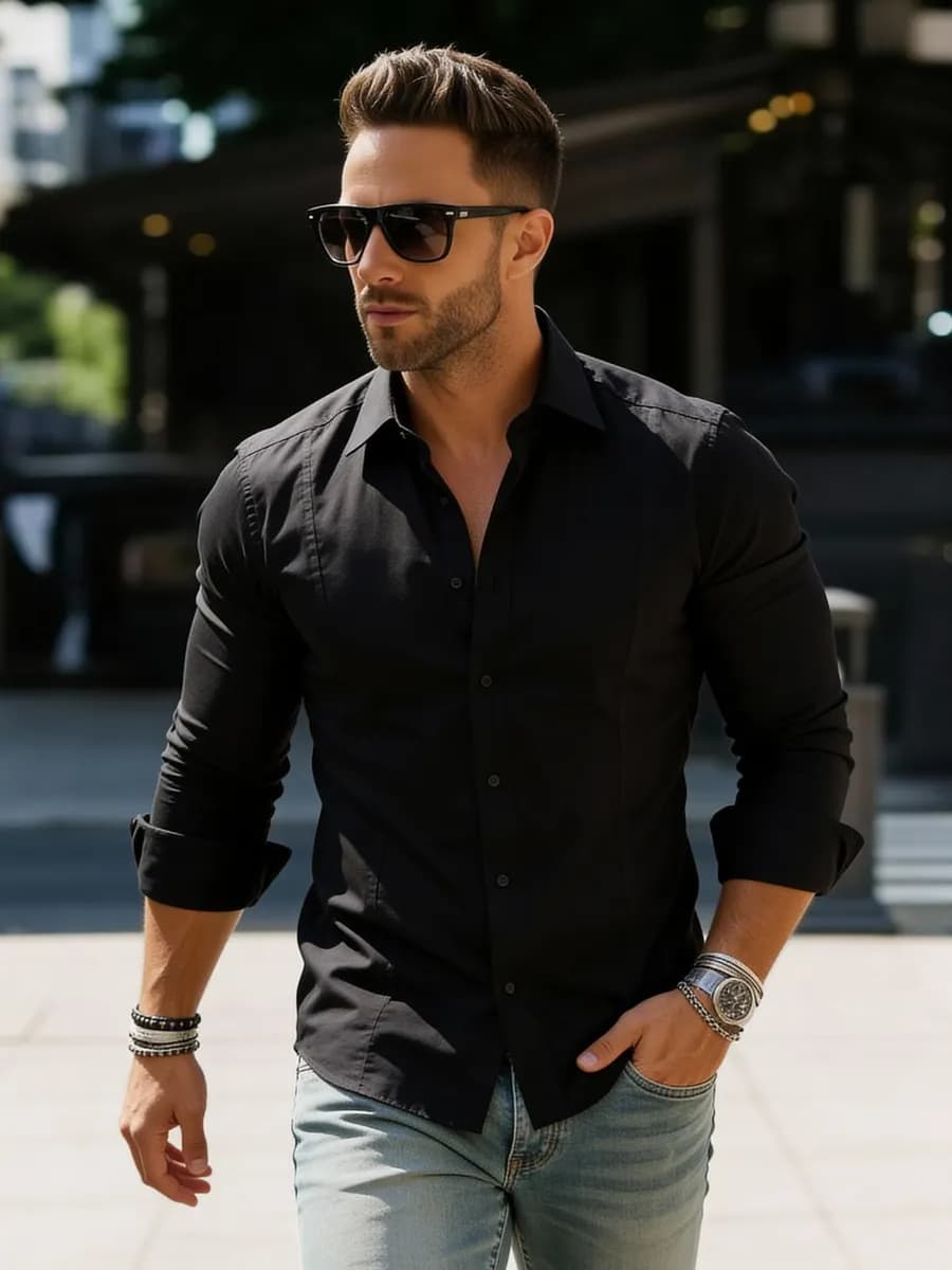 Рубашка с длинным рукавом классическая