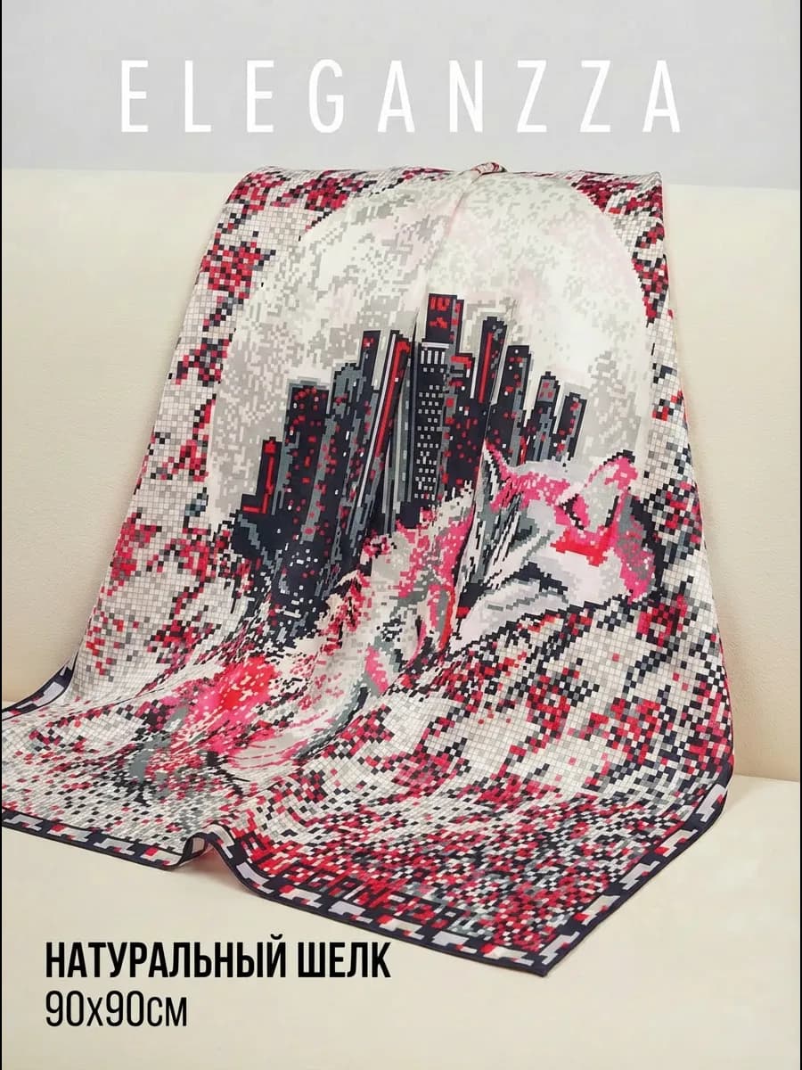 Легкий женский платок на шею и голову - фото 1