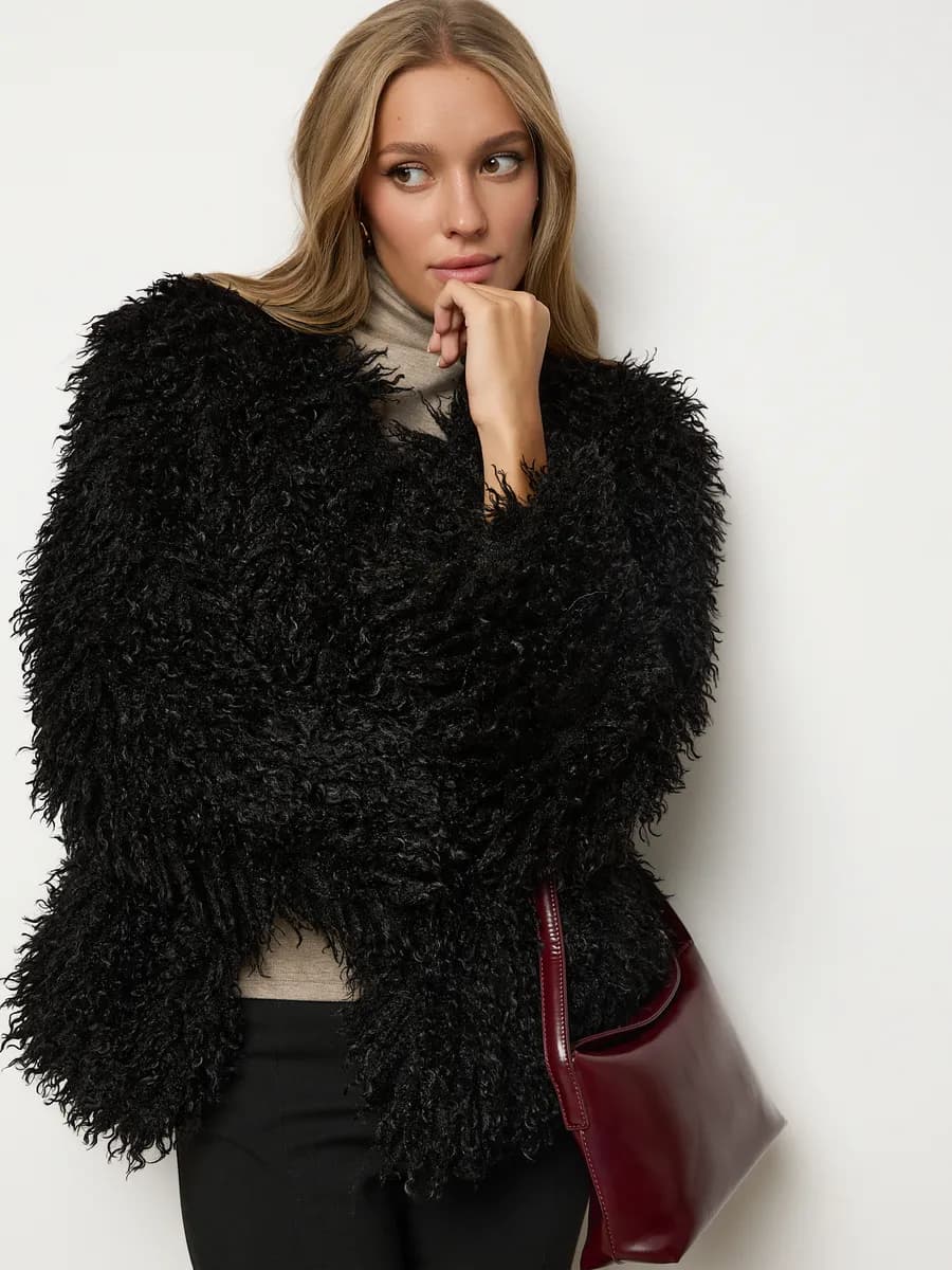 Шуба лама искусственная короткая экошуба зимняя эко тедди