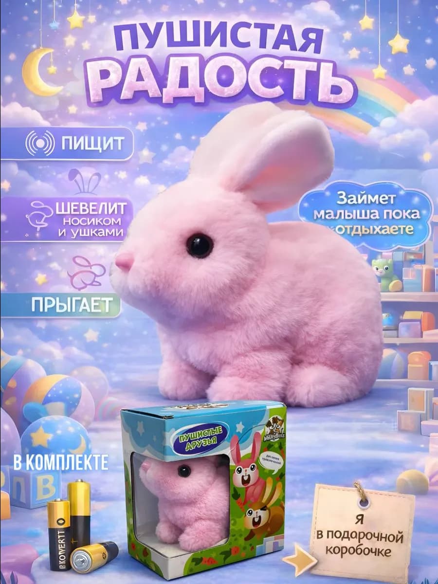Интерактивный плюшевый зайчик игрушка для детей кролик