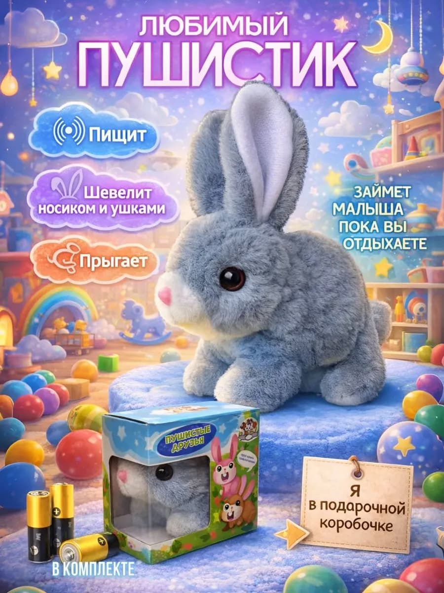 Интерактивный плюшевый зайчик игрушка для детей кролик