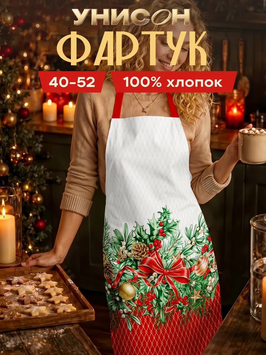 Фартук новогодний кухонный женский