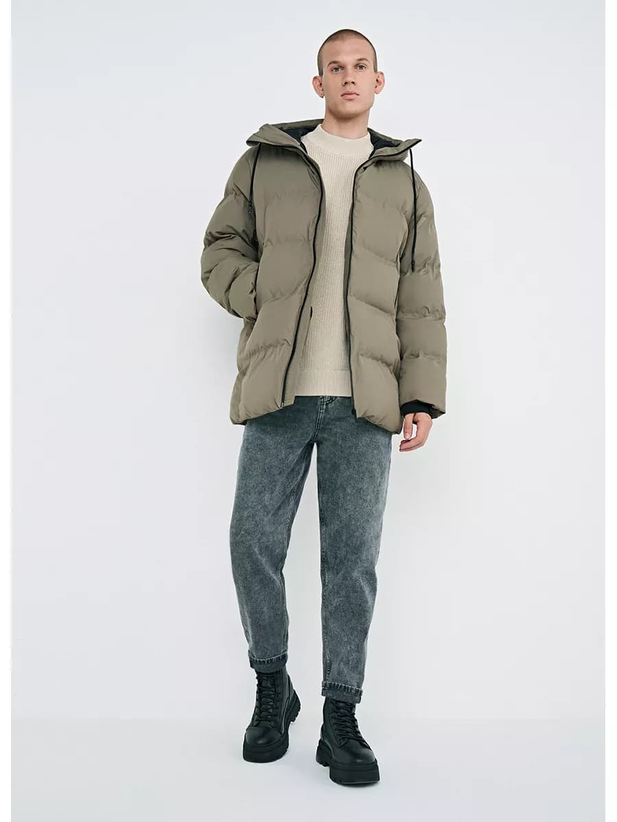 Куртка пуховик зимний удлиненный с капюшоном