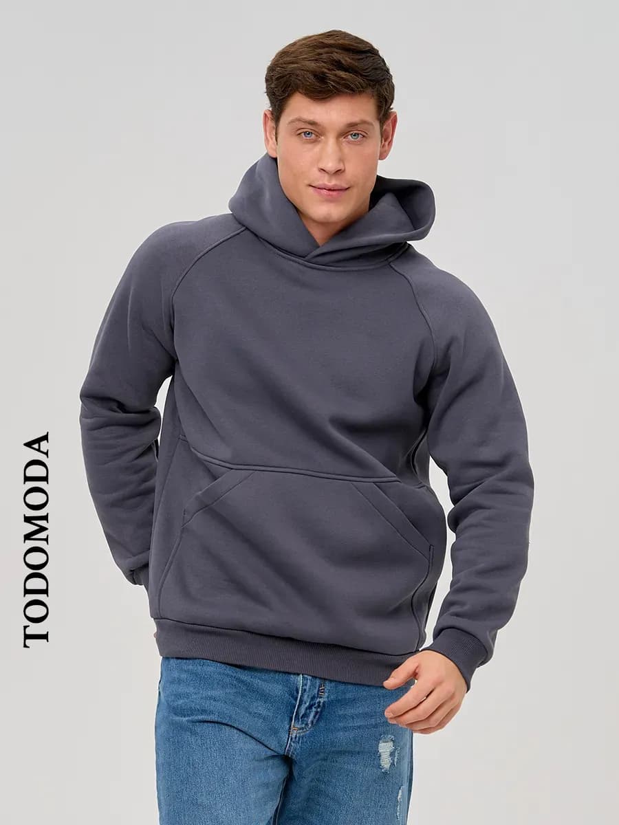 Толстовка мужская с капюшоном и начесом оверсайз