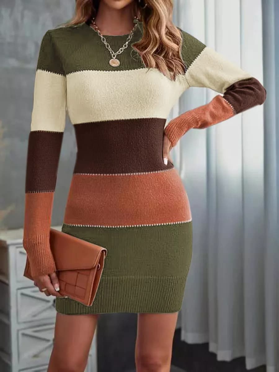 Платье свитер с рукавами теплое