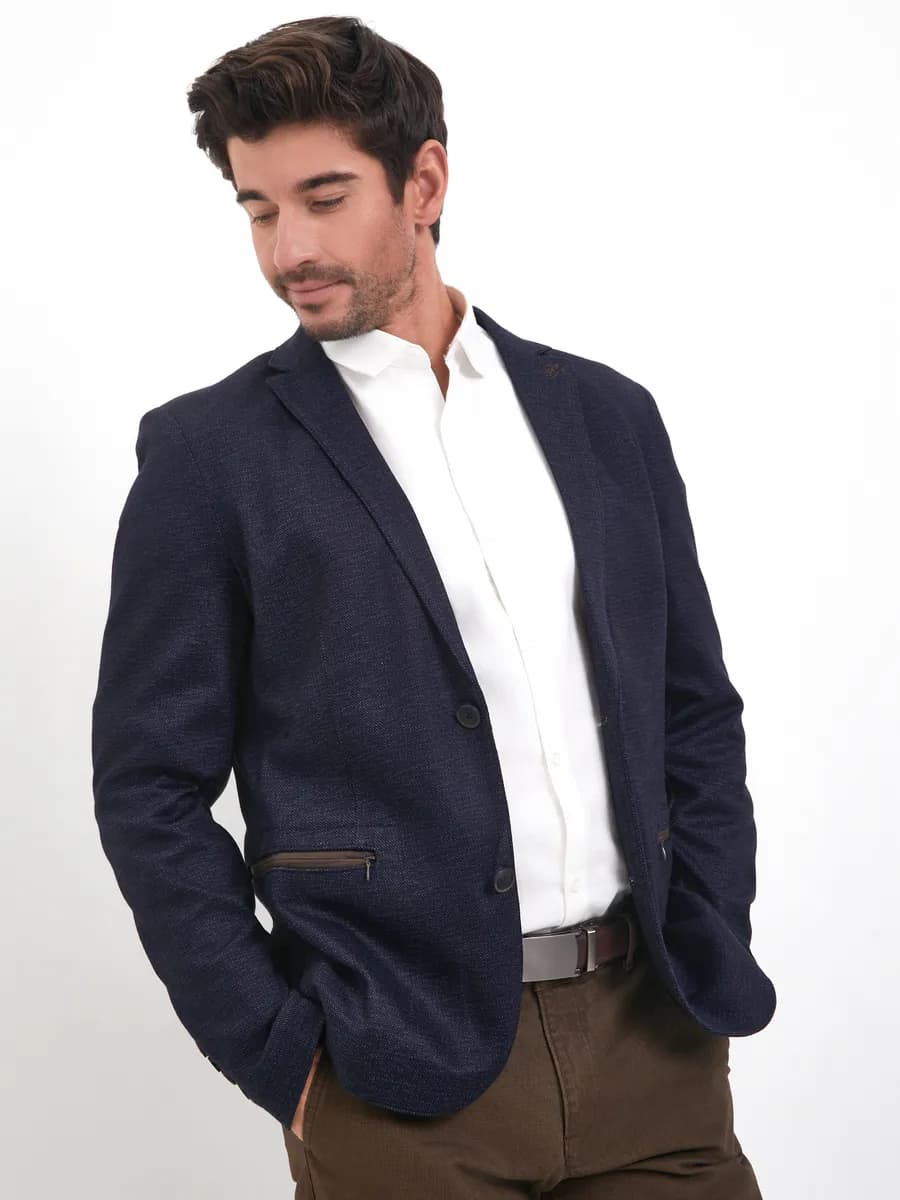 Пиджак трикотажный молодежный под джинсы на пуговицах - фото 1