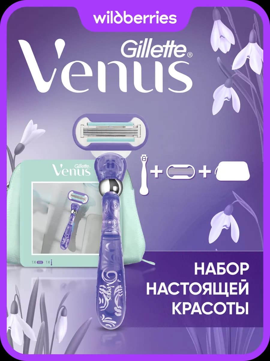 Бритва женская станок для бритья и кассета Swirl, косметичка