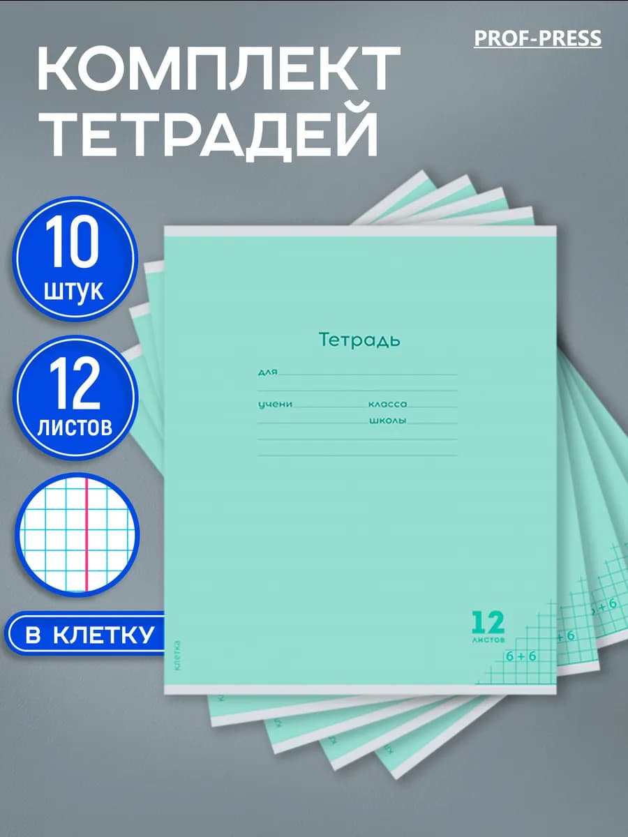 Тетрадь в клетку 12 листов 10 штук