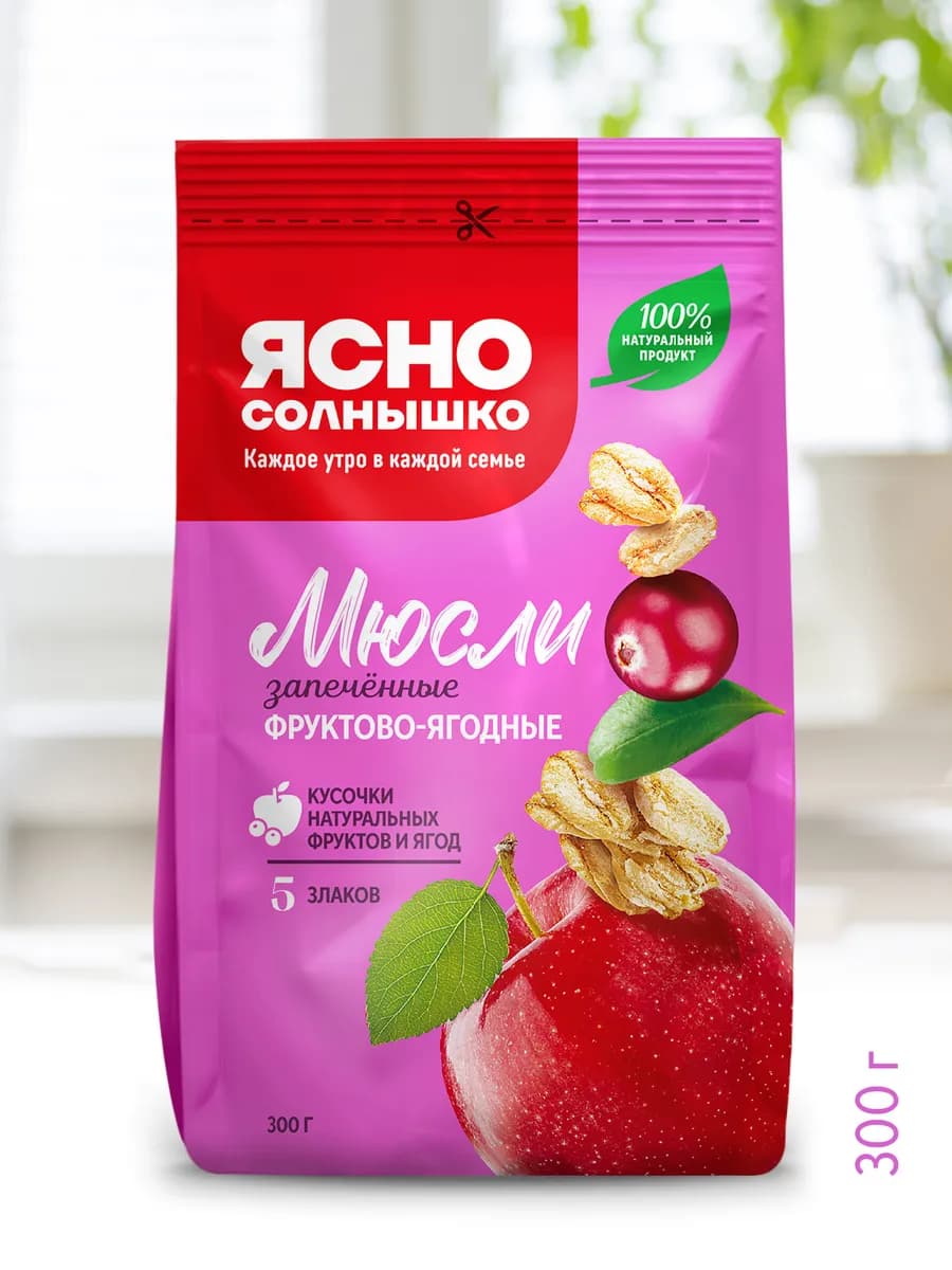мюсли запечённые фруктово-ягодные, 300 гр