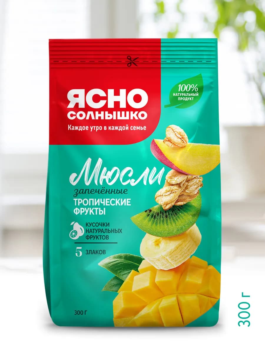 Мюсли запечённые с манго и бананом, 300 гр