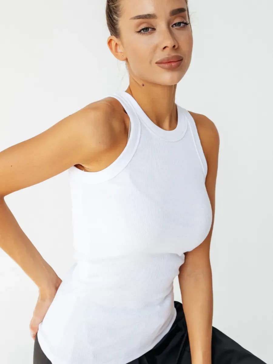 Майка топ под пиджак базовая в рубчик