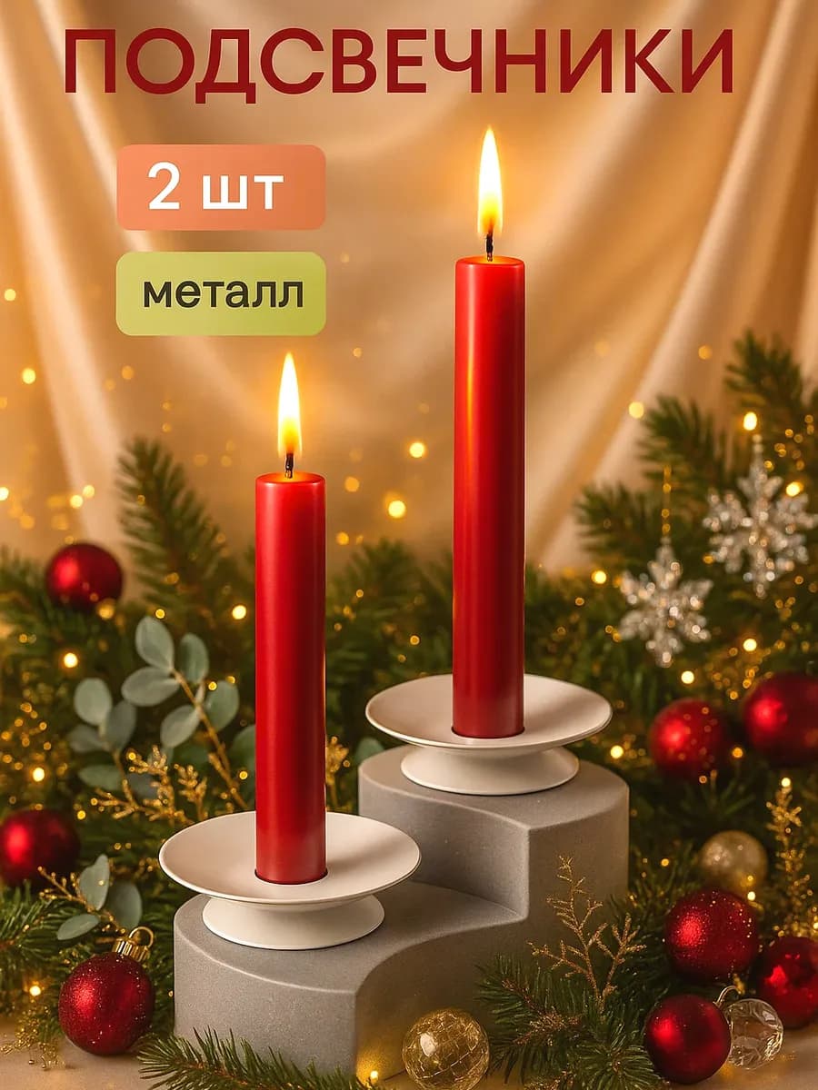 Подсвечник металлический с иглой для дома 2 шт