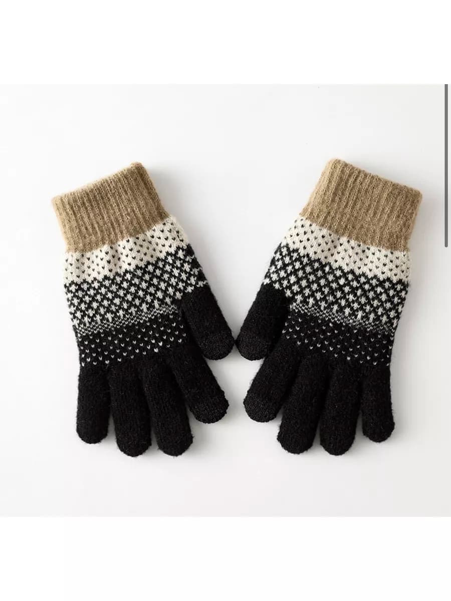 Перчатки с узором теплые сенсорные