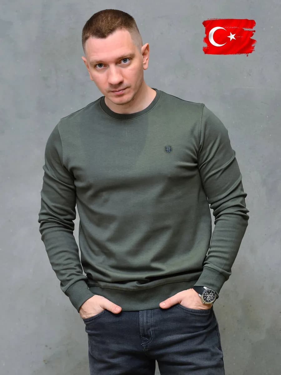 Лонгслив с длинным рукавом однотонный хлопок