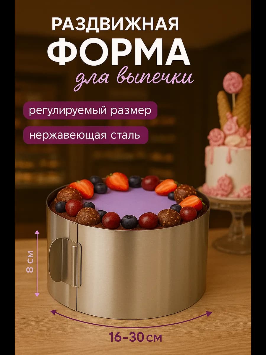Форма для выпечки разъемная кольцо раздвижное