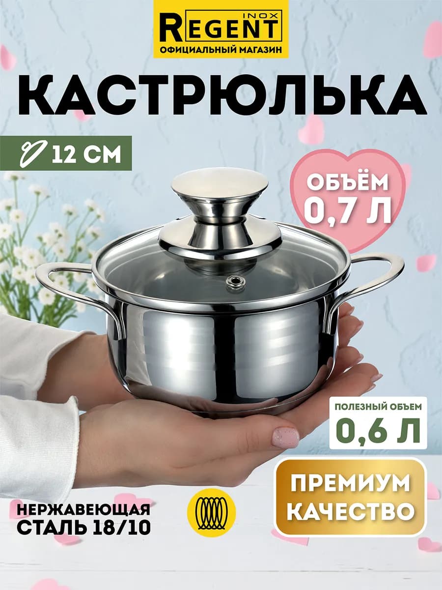 Кастрюля из нержавеющей стали 0,7 л с крышкой Linea BIMBO