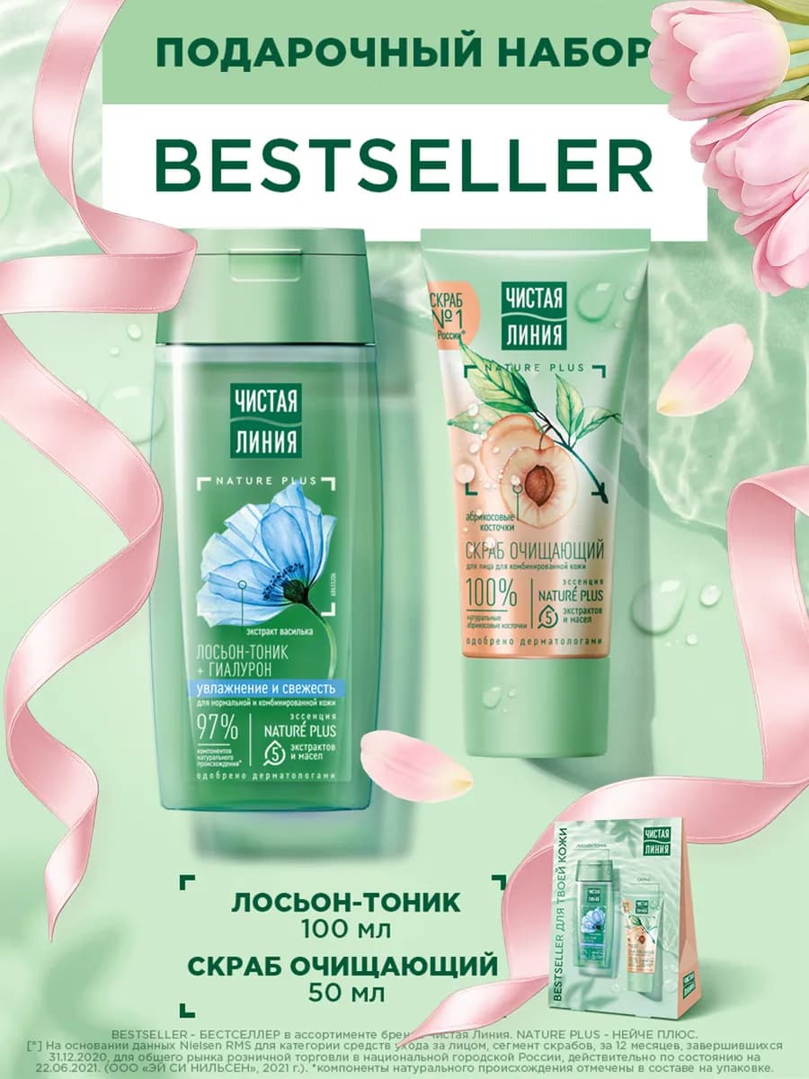 Подарочный набор для женщин тоник + скраб для лица